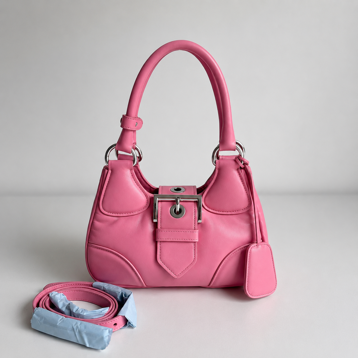Pink Leather Shoulder Bag