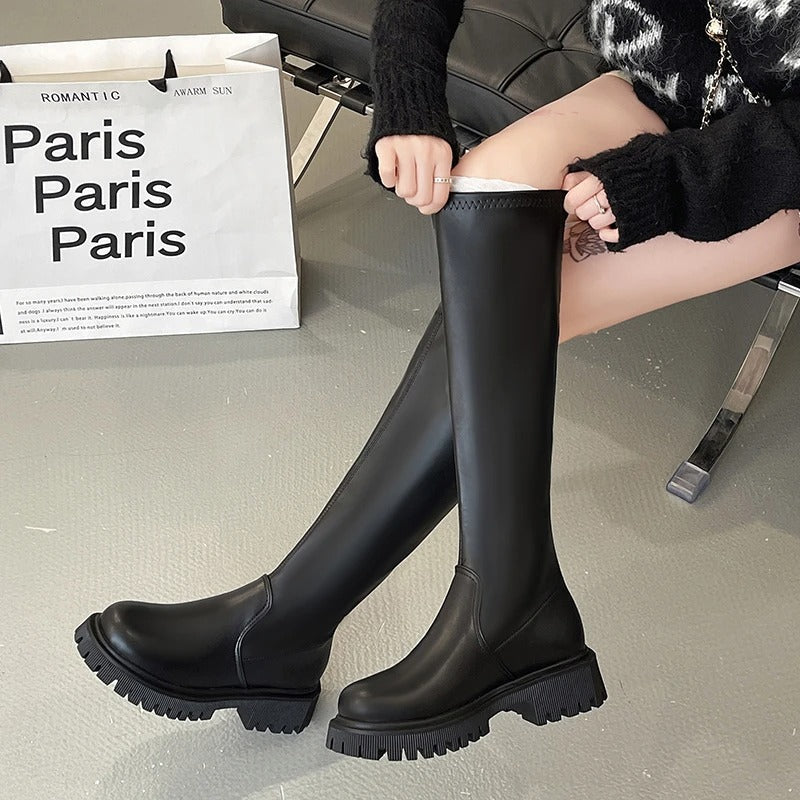 Back-Zip Knee-High Boots
