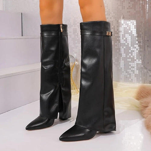 Pointed-Toe High-Heel Boots