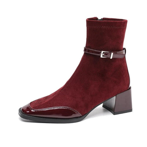 Flannel Retro High-Heel Boots